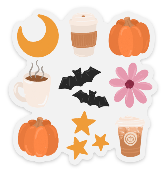 Clear Pumpkin Spice Illustrations Sticker 3x3 in.