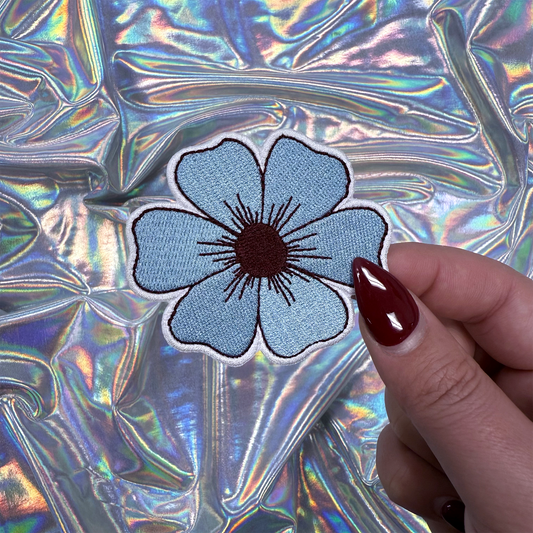 Blue Flower Iron On Patch