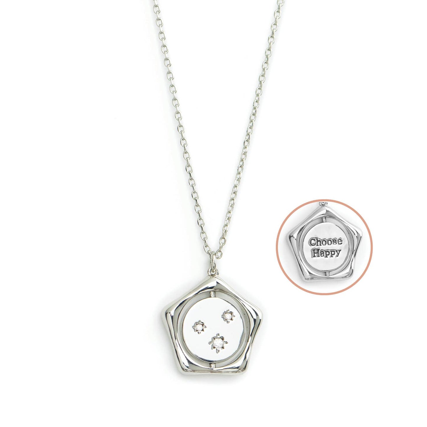 Choose Happy + Multi Starburst Flip Necklace, SALE