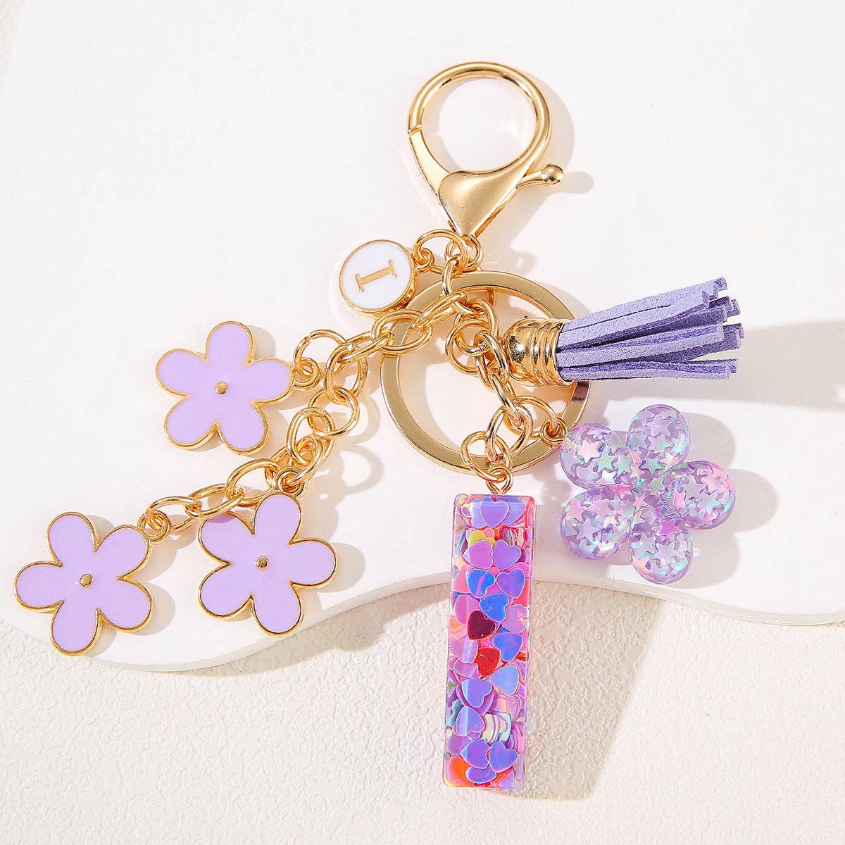 Purple Initial Keychain