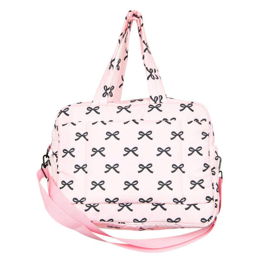 Black & Pink Mini Bows Duffel Weekender w/ Pass-Thru Slip