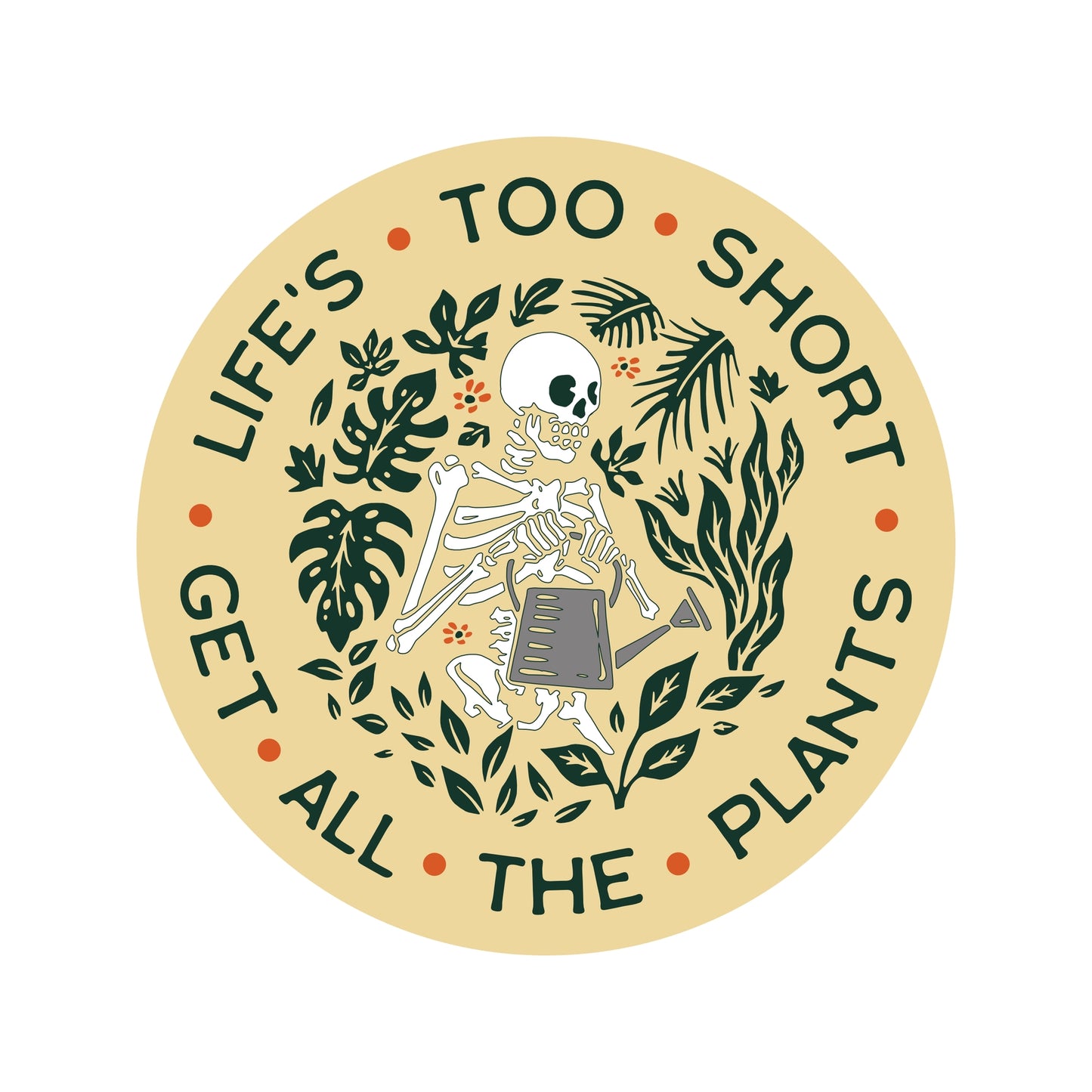 Cute Funny Plant Life Skeleton High Quality Vinyl Sticker