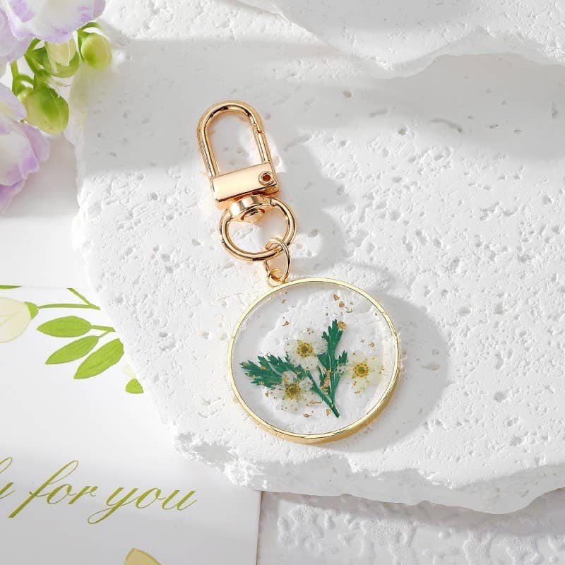 BAG CHARM-PRESSED DRIED FLOWER