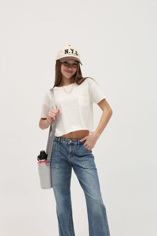 Cotton Raw Edge Pkt Tee