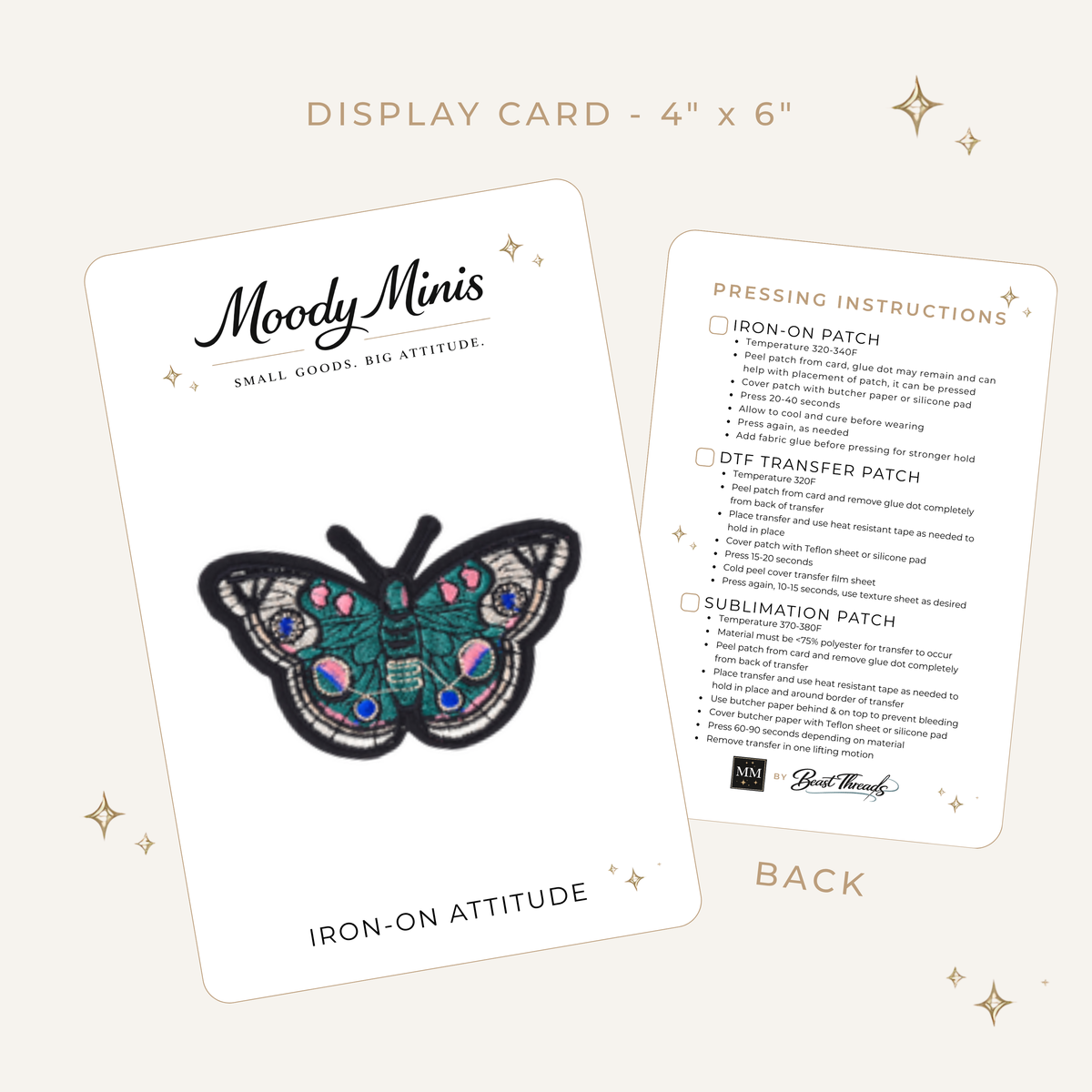 Butterfly Embroidered Patch-Black