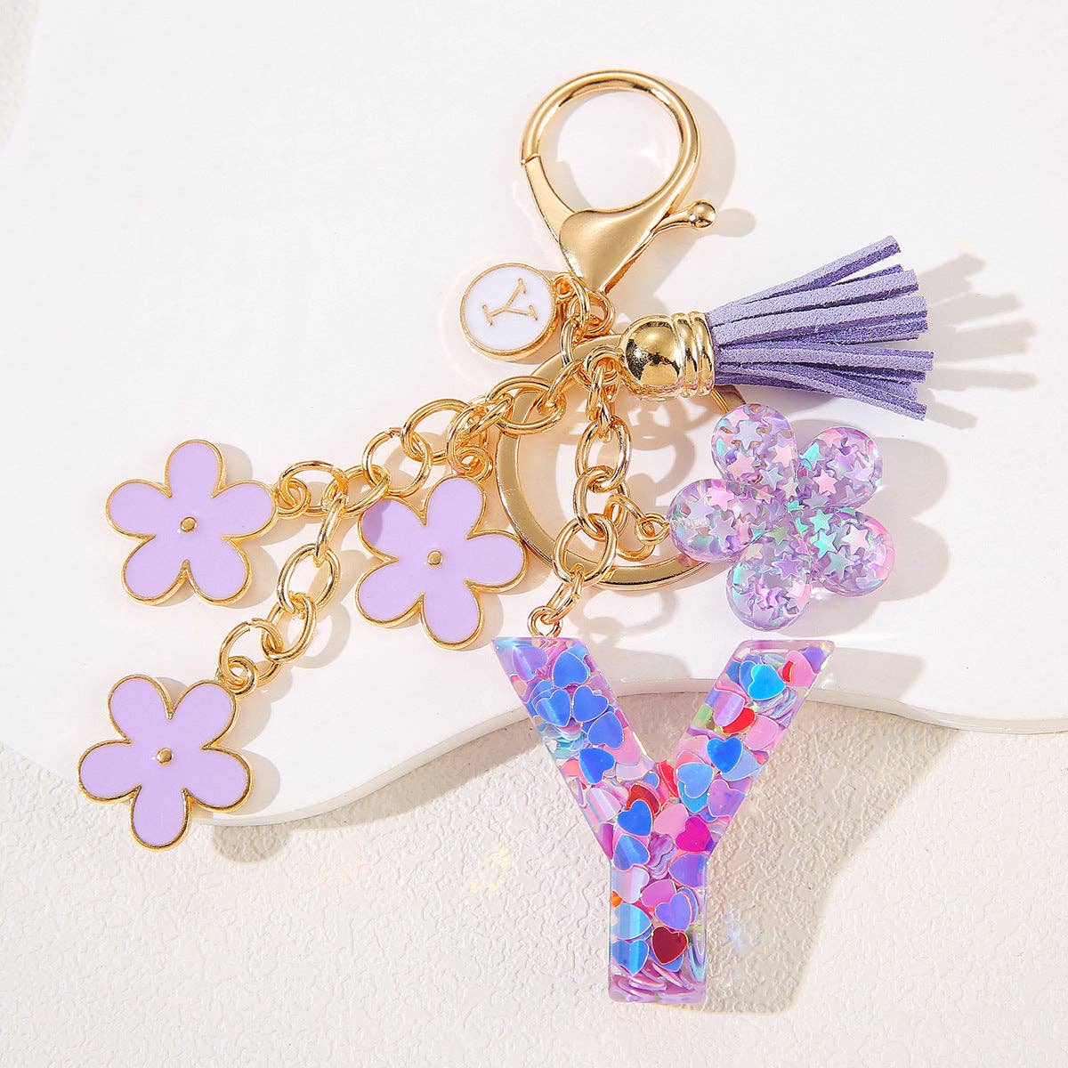 Purple Initial Keychain