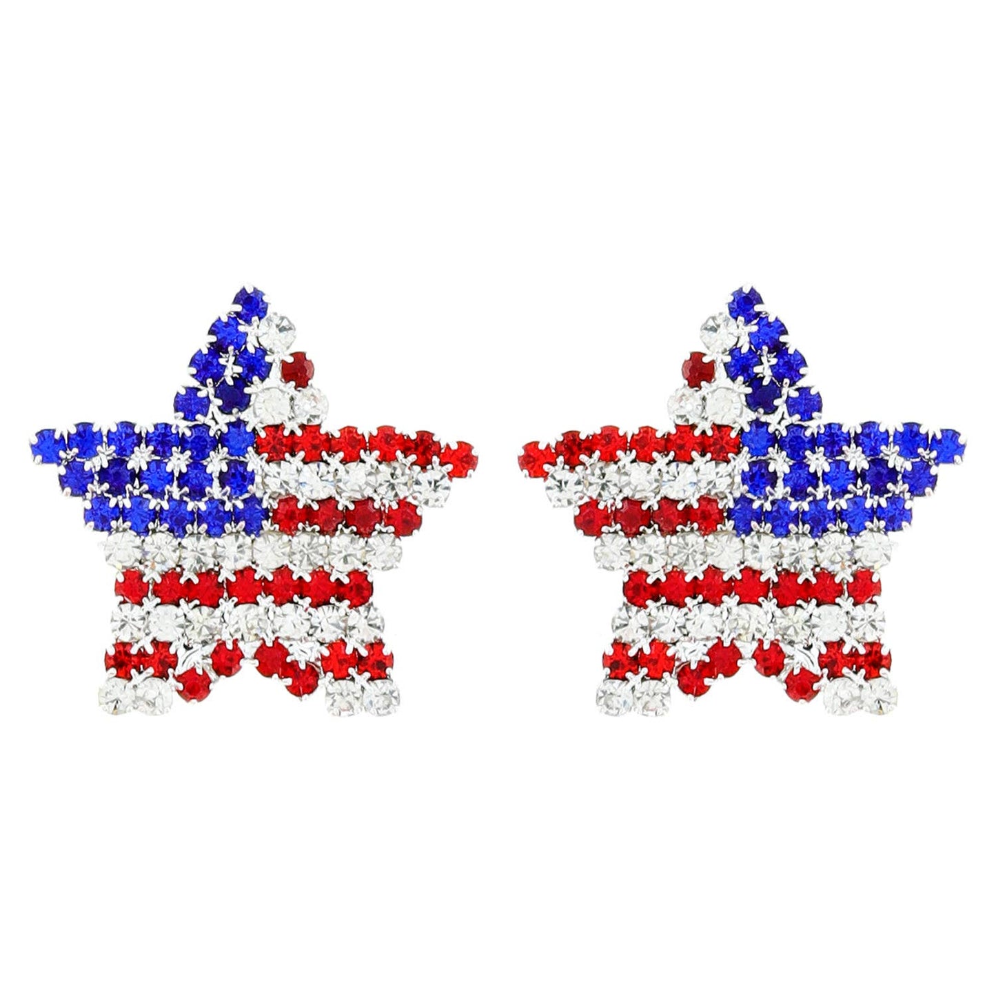 Patriotic American Flag Star Stud Earrings