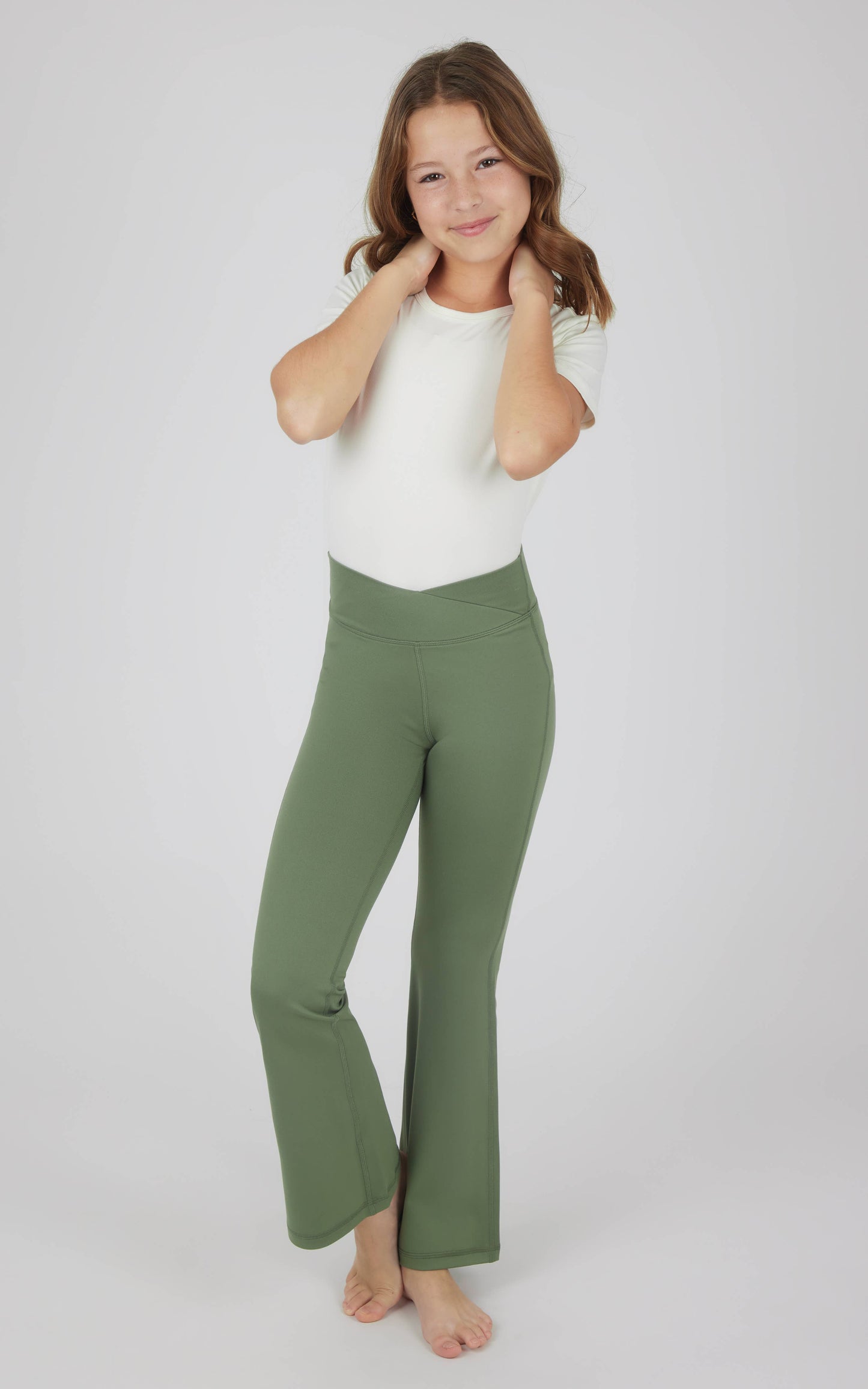 Tween Girls Interlock Crossover Full Length Flare Pants