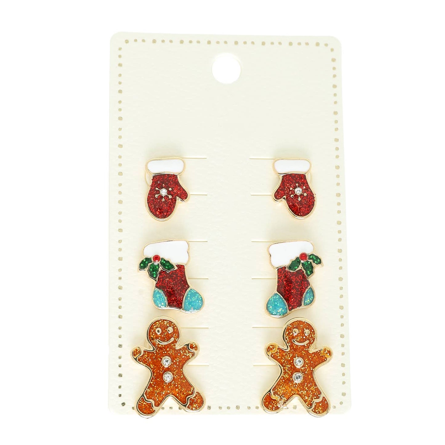 3-Pack Christmas Themed Epoxy Post Earrings