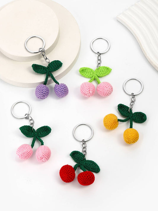 Cute Knitted Cherry Keychain Bag Pendant