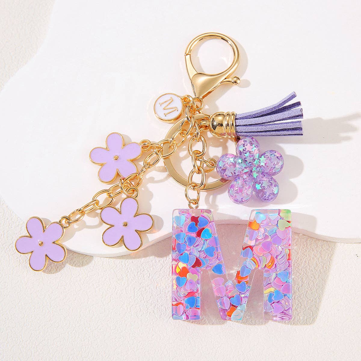 Purple Initial Keychain