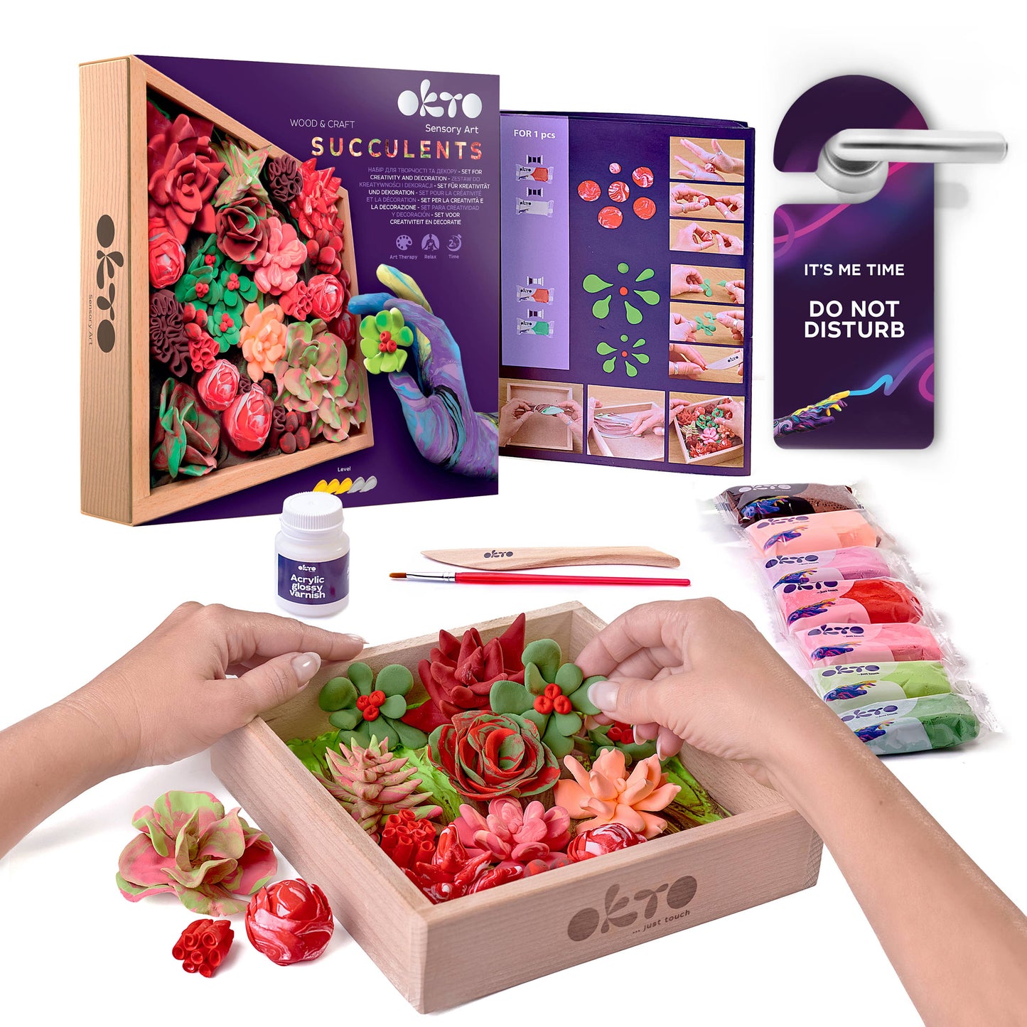 OKTO DIY Wood & Craft Flower Clay Kits