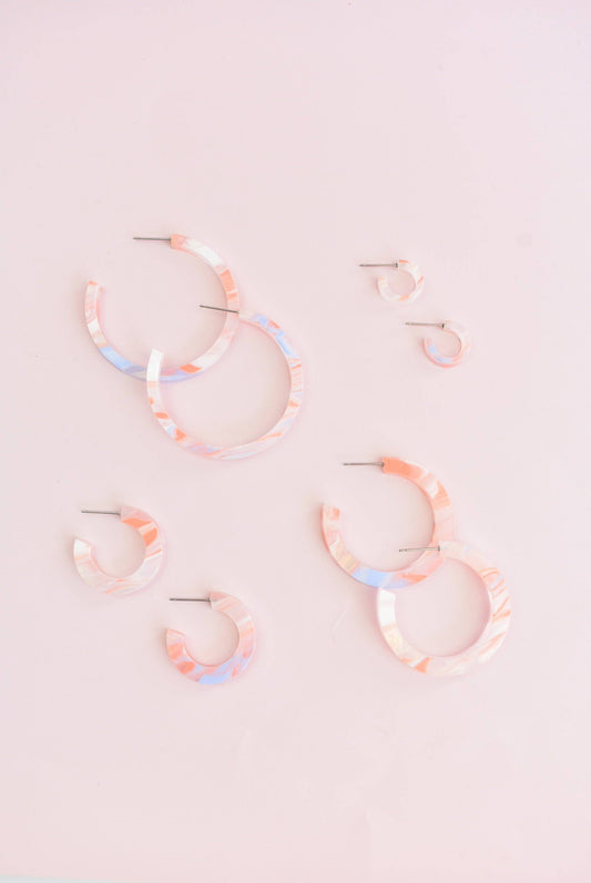 SHERBET MARBLE HOOP EARRINGS