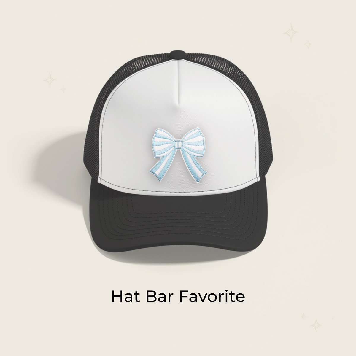 Striped Bow Baby Blue Embroidered Patch