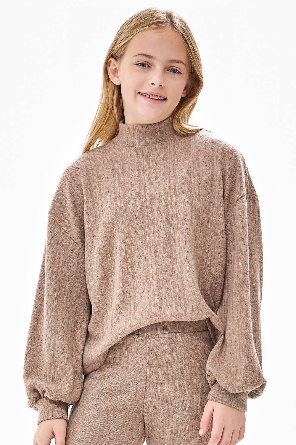 Mock Neck Cable Knit Sweater