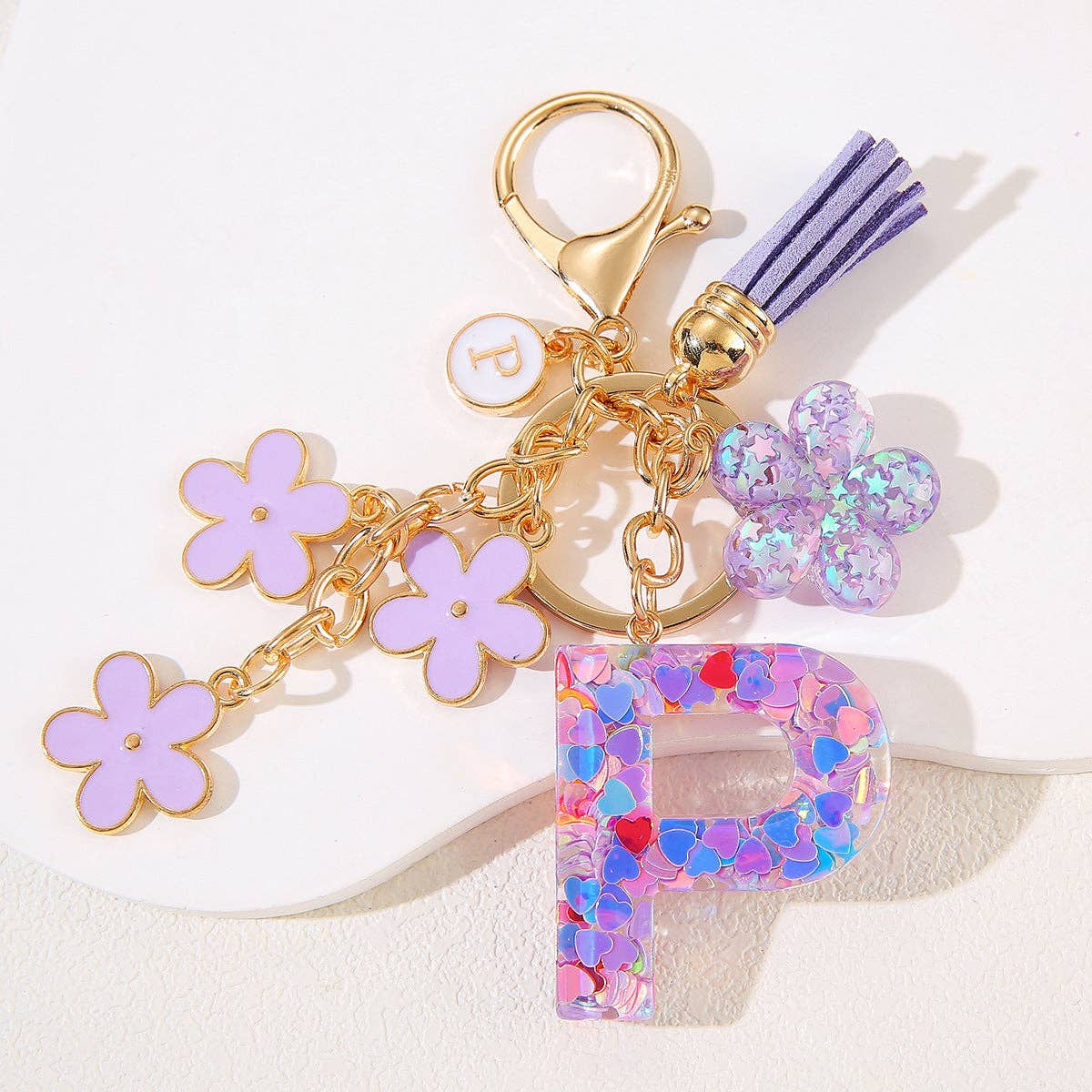 Purple Initial Keychain