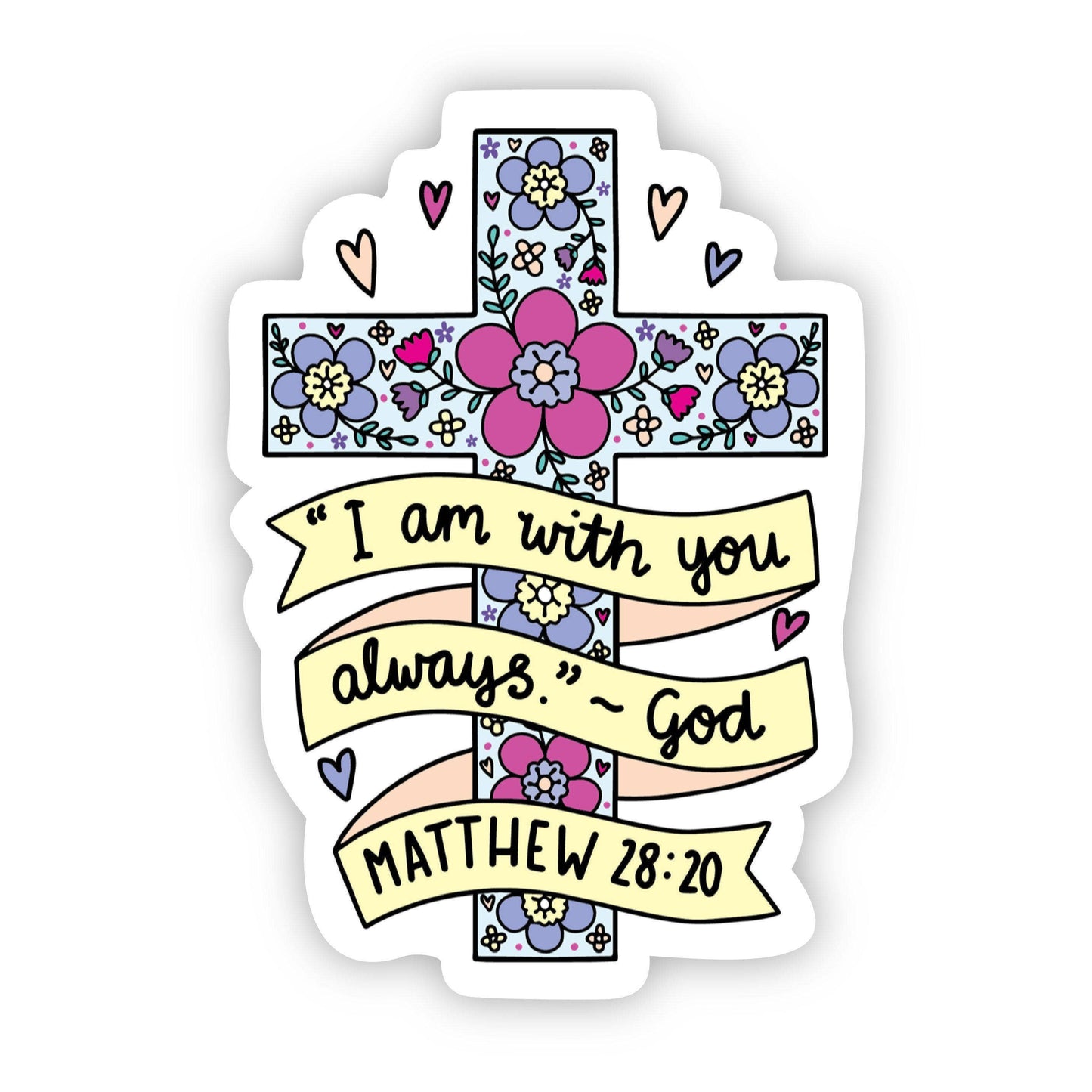 I am with you always floral cross sticker