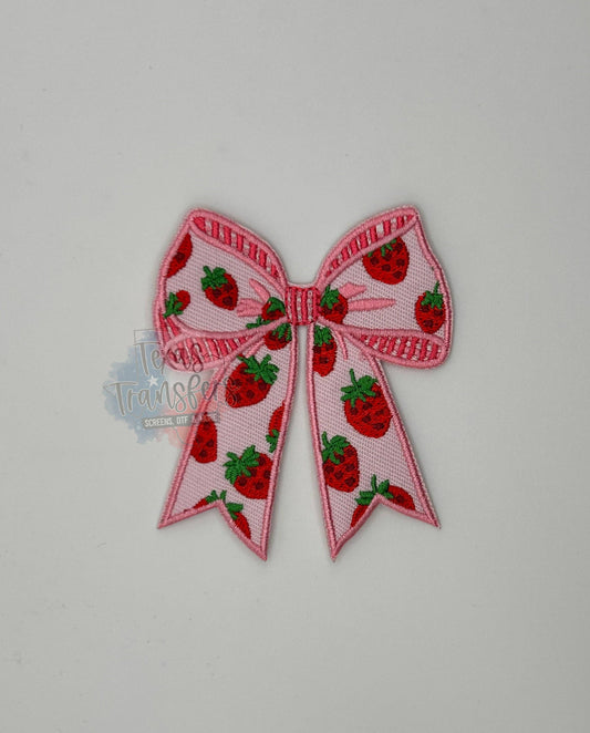 Strawberry Bow Iron-On Patch