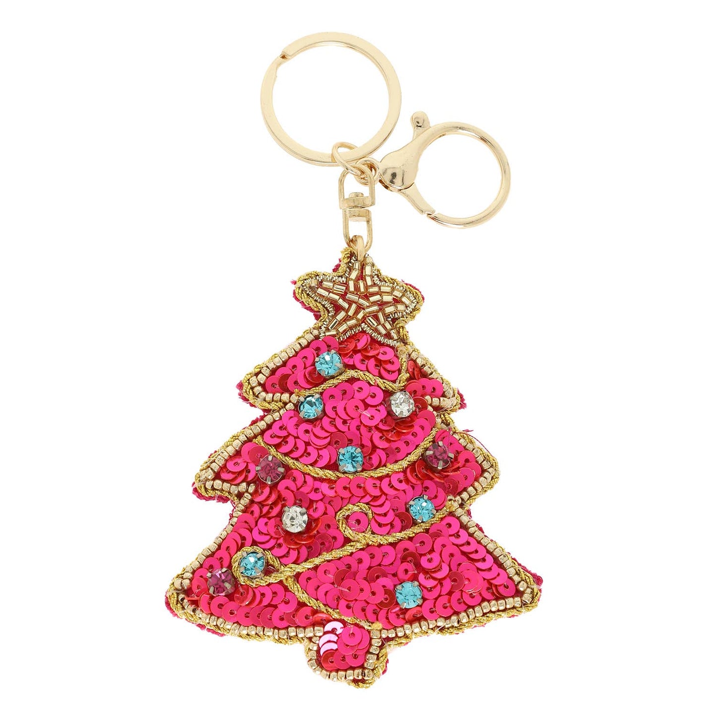 Christmas Tree Sequin Crystal Embellished Keychain