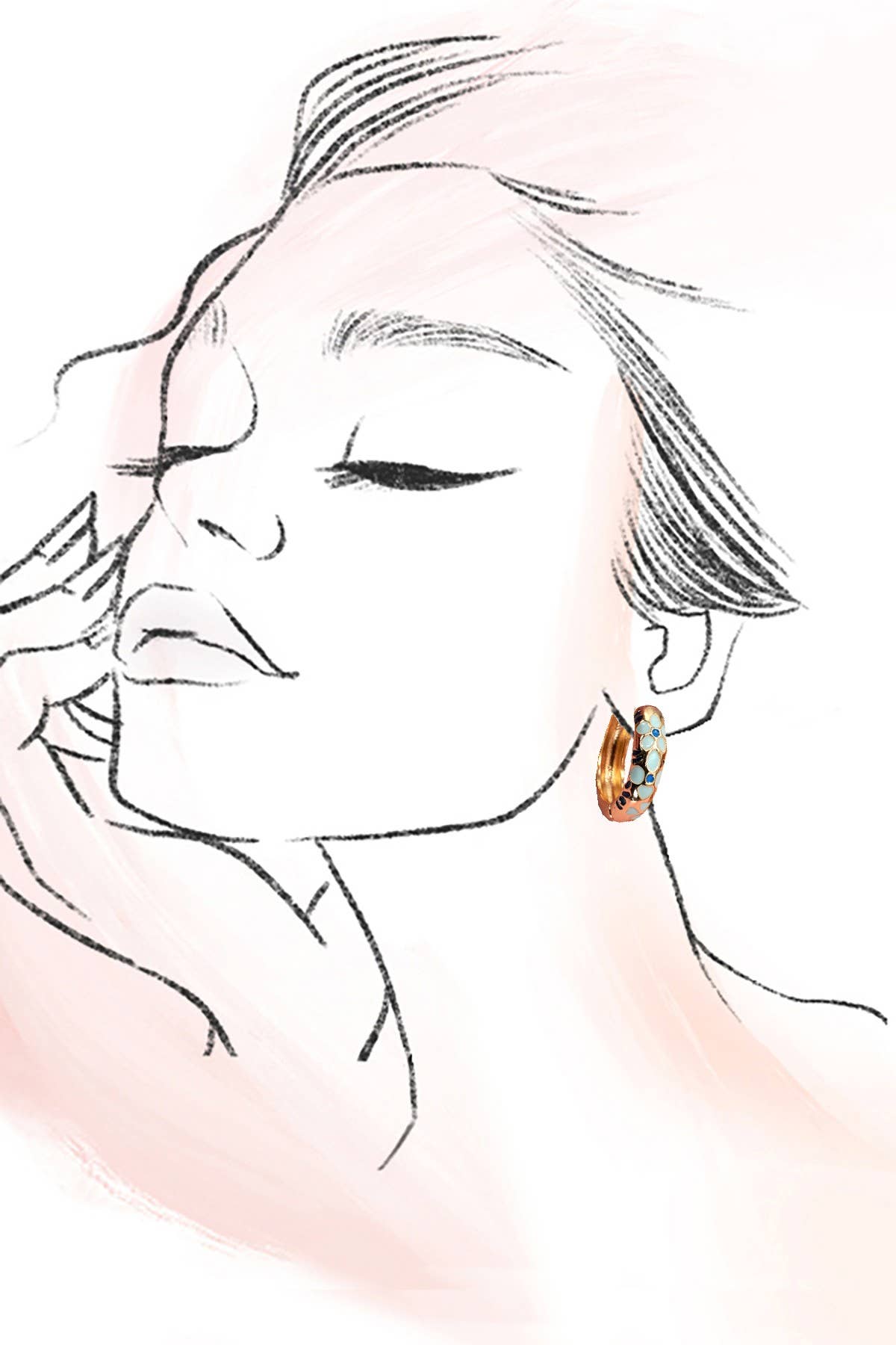 COLORFUL ENAMEL FLOWER HUGGIE HOOP