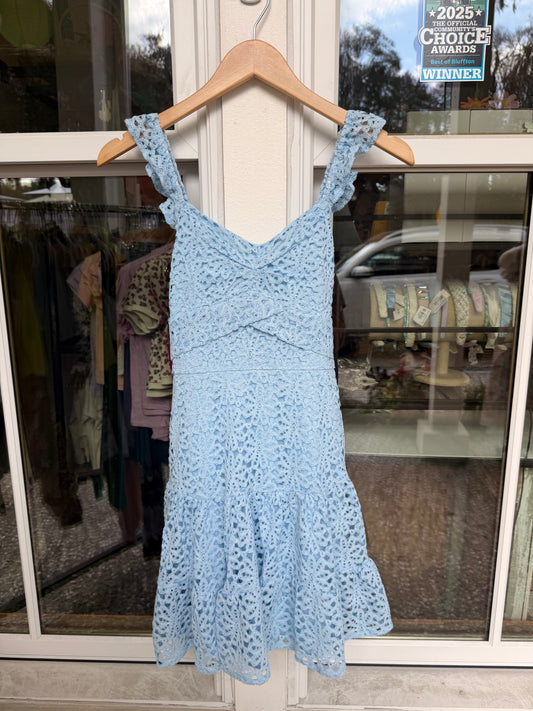 Lace flutter sleeve dress