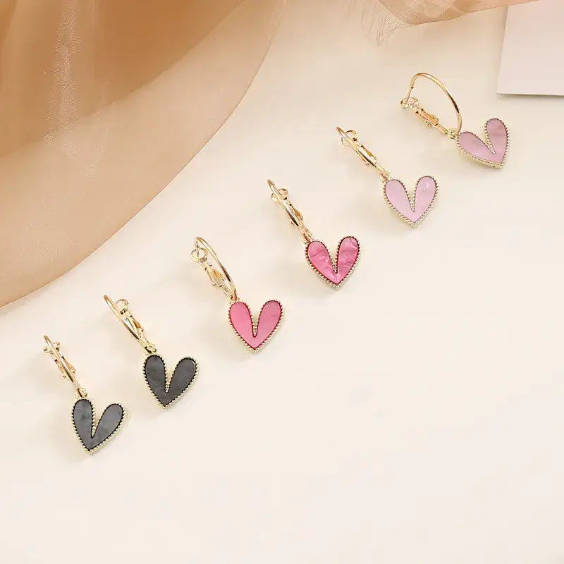 Heart Dangle Colored Earrings