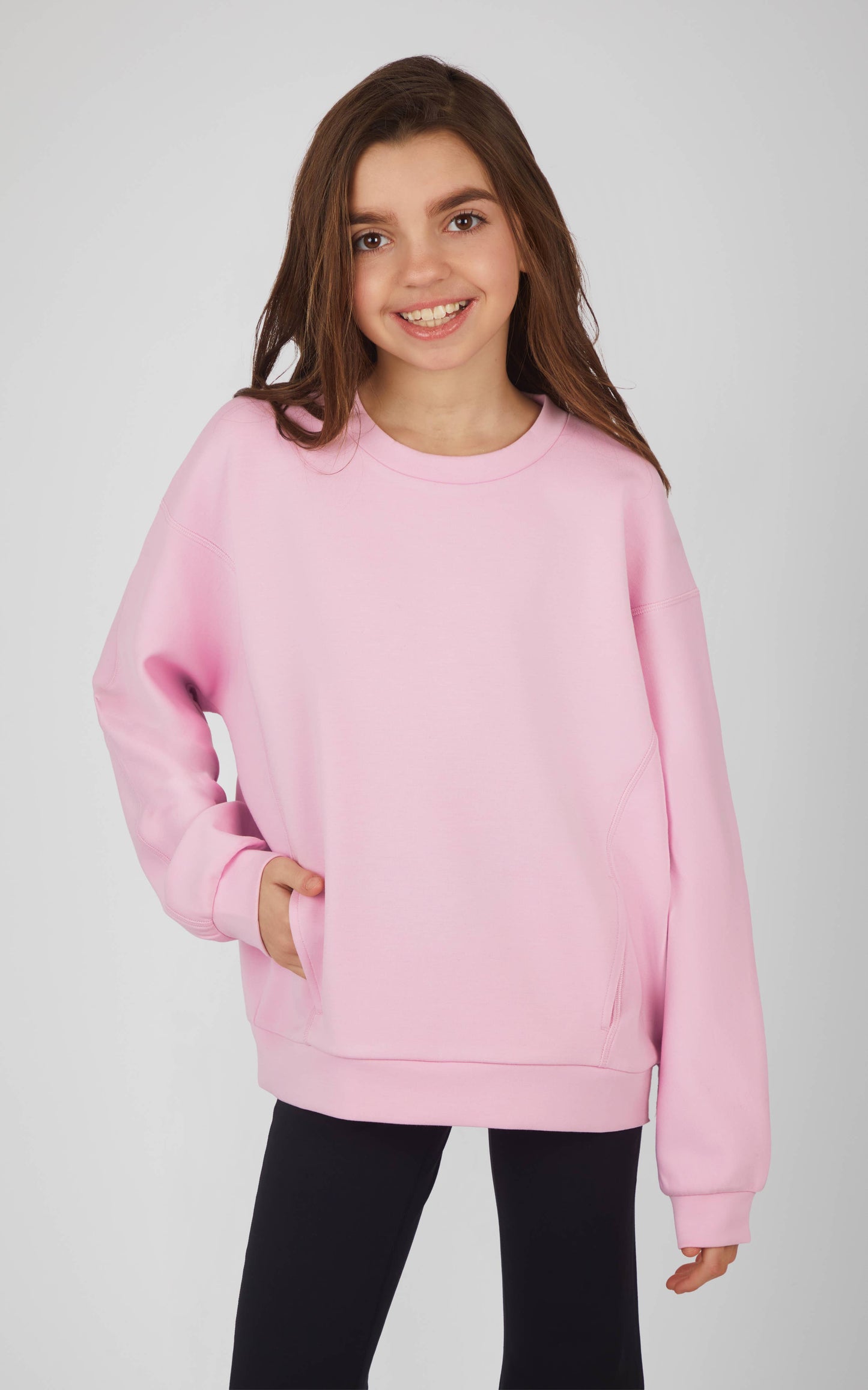 Girls Soft Scuba Zuri Sweatshirt: Pink Lavender