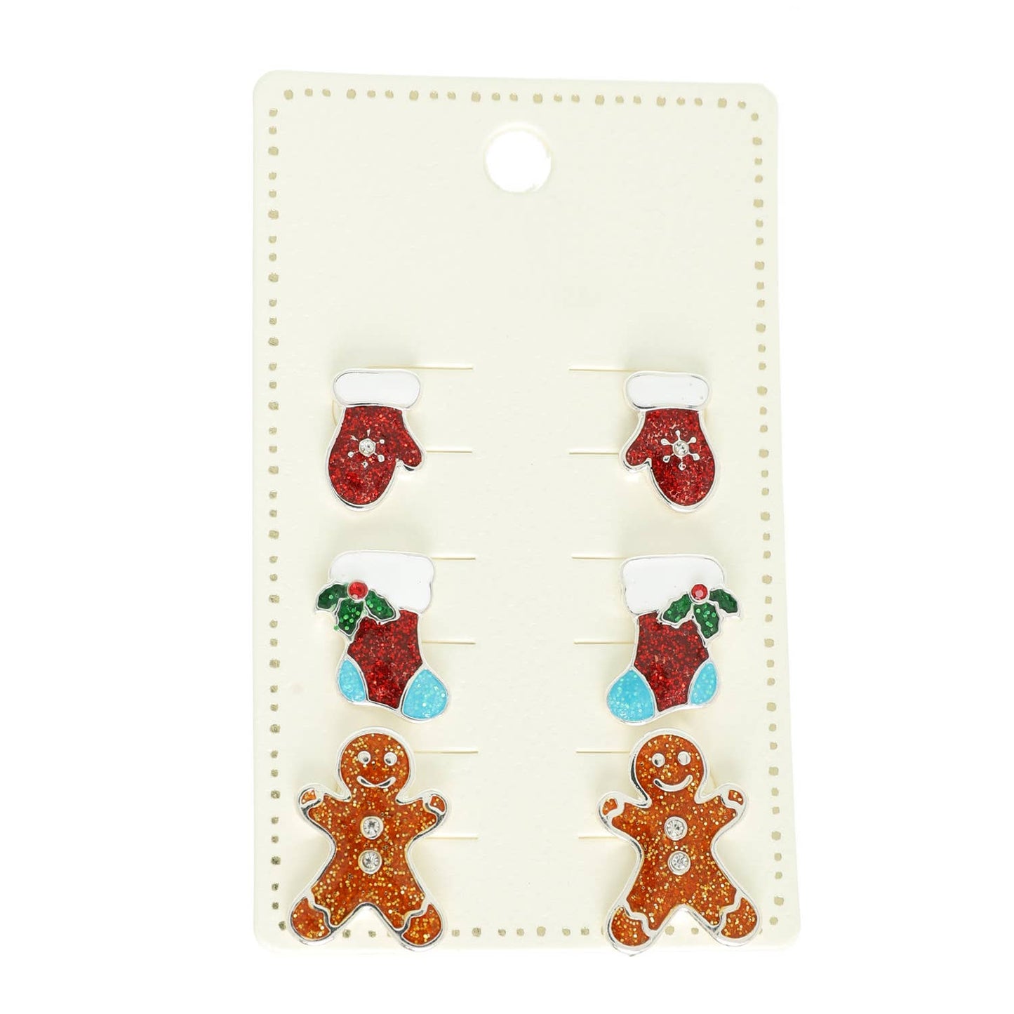 3-Pack Christmas Themed Epoxy Post Earrings