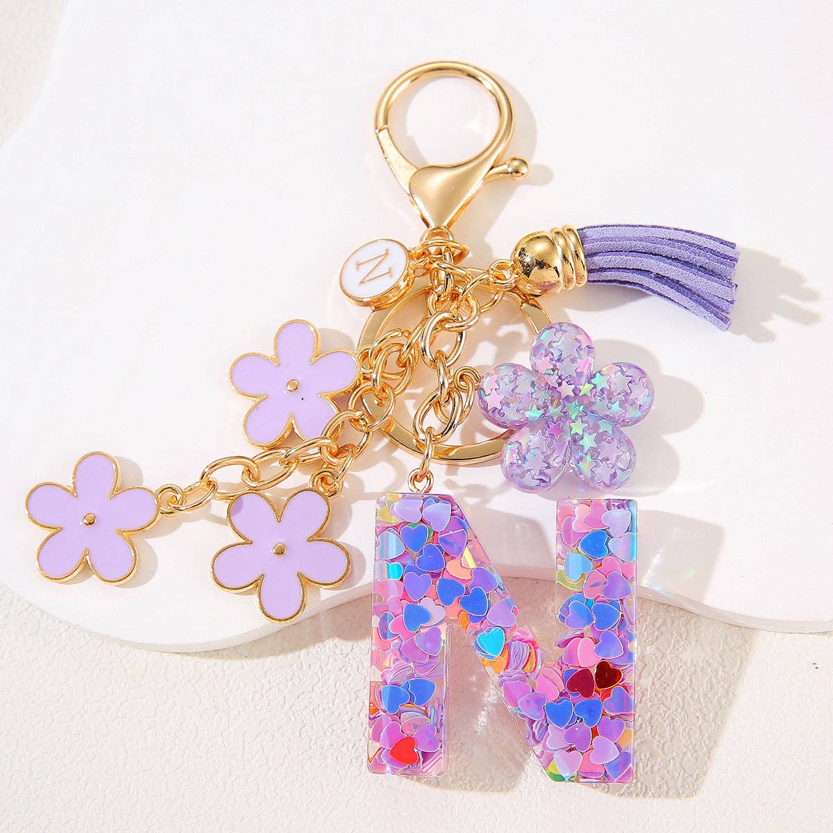 Purple Initial Keychain