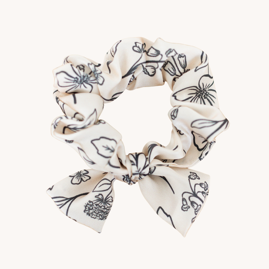 Pressed Floral Satin Scrunchie