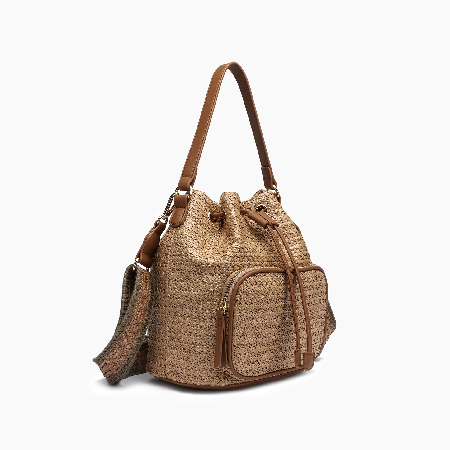 Harmony Straw Bucket Crossbody Bag