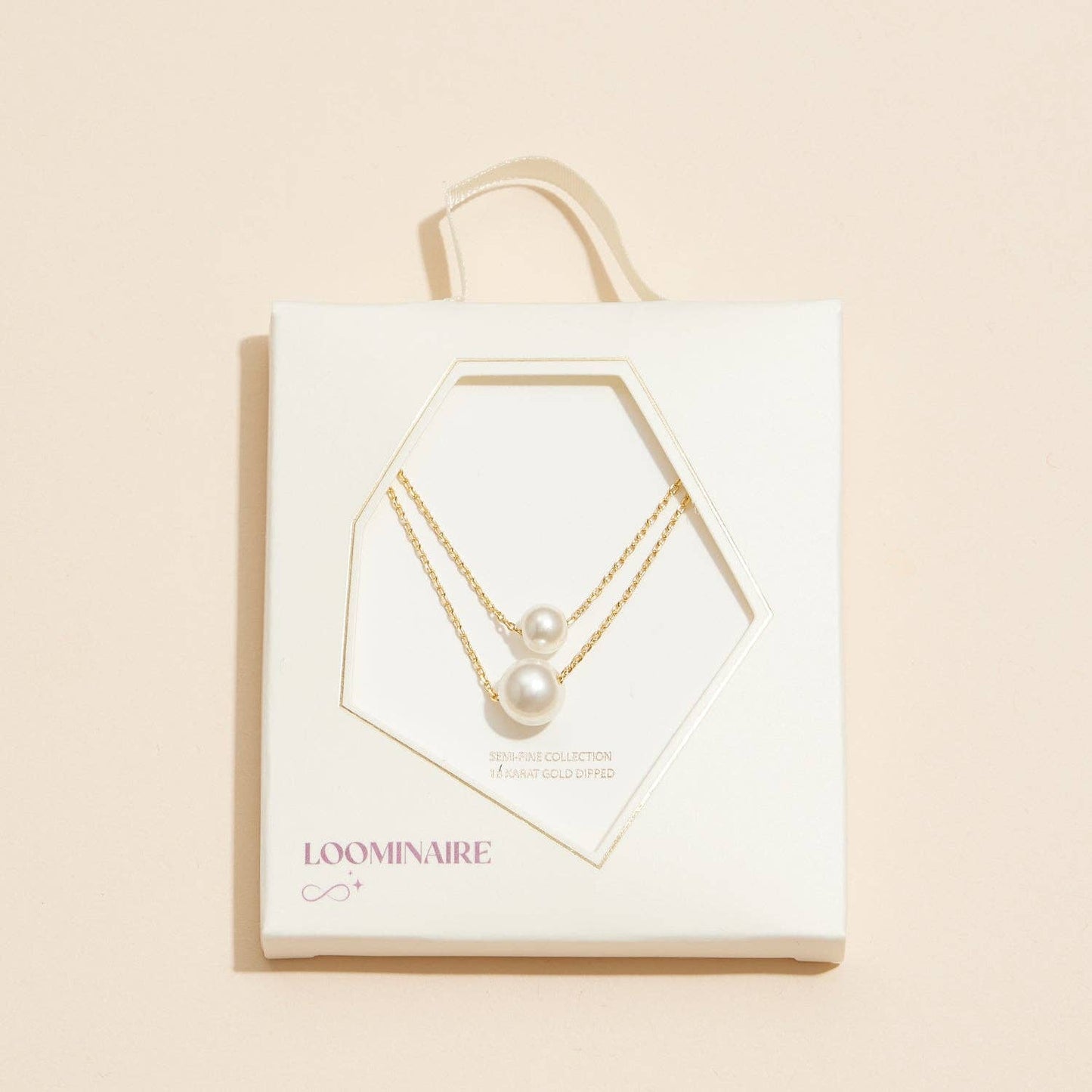 Double Pearl Layered 18K Gold Dip Necklace