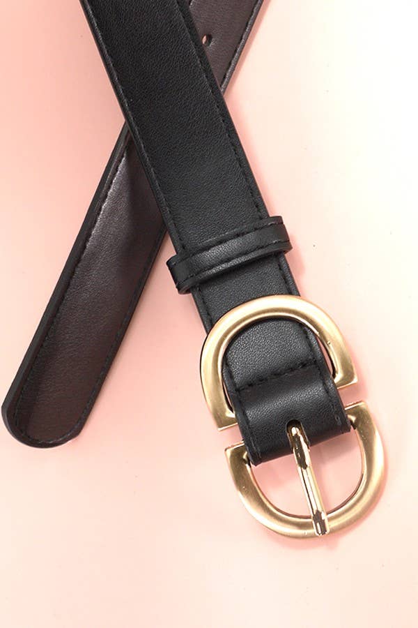 DOUBLE D BUCKLE FAUX LEATHER BELT