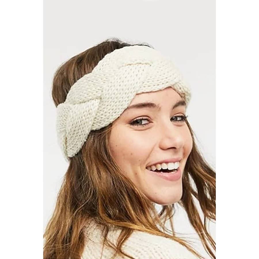 Winter Knitted Cross Knot Crochet Headband