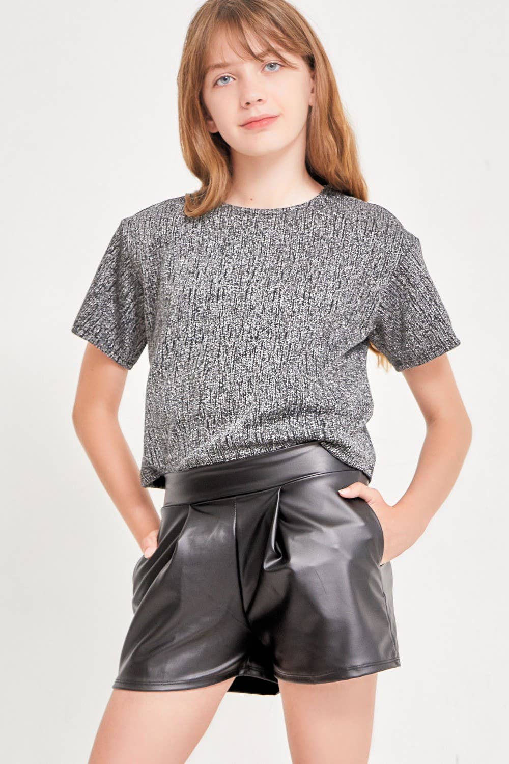 Faux Leather Pleated Shorts