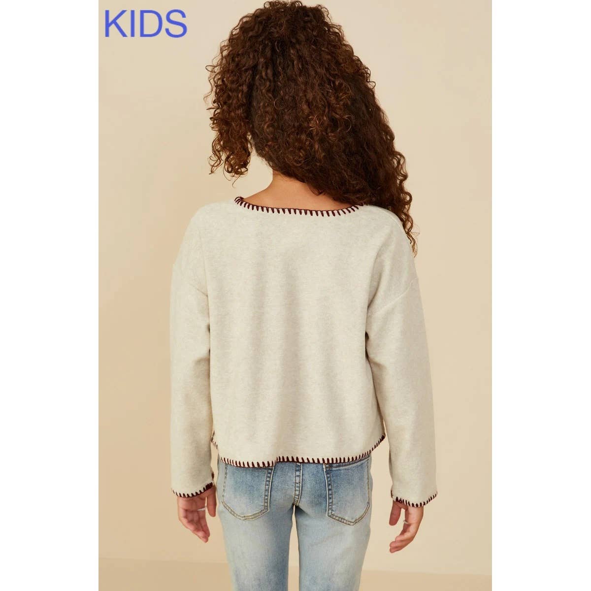 Girls Brushed Contrast Stitch Knit T Shirt