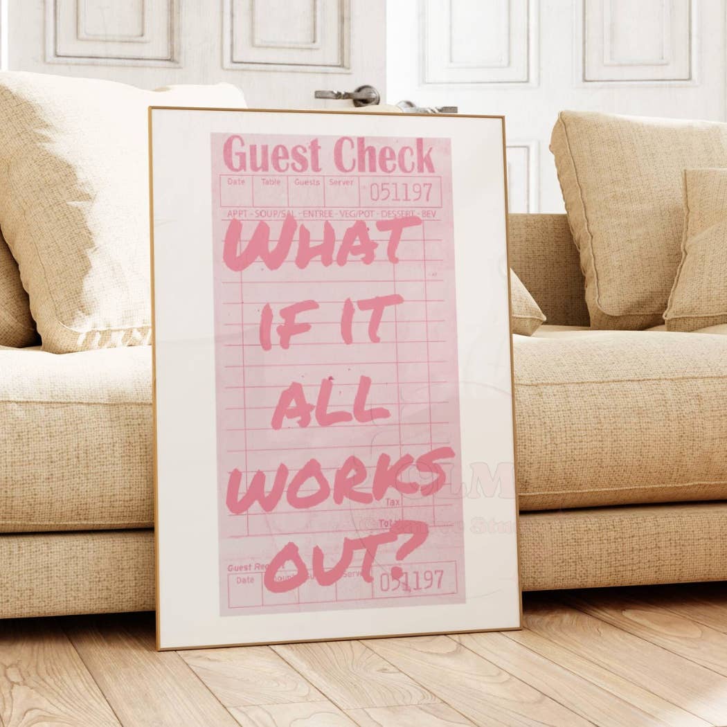 What If It All  Works Out Pastel Pink Guest Check Wall Art