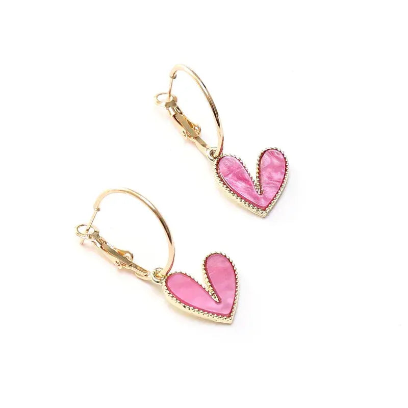 Heart Dangle Colored Earrings