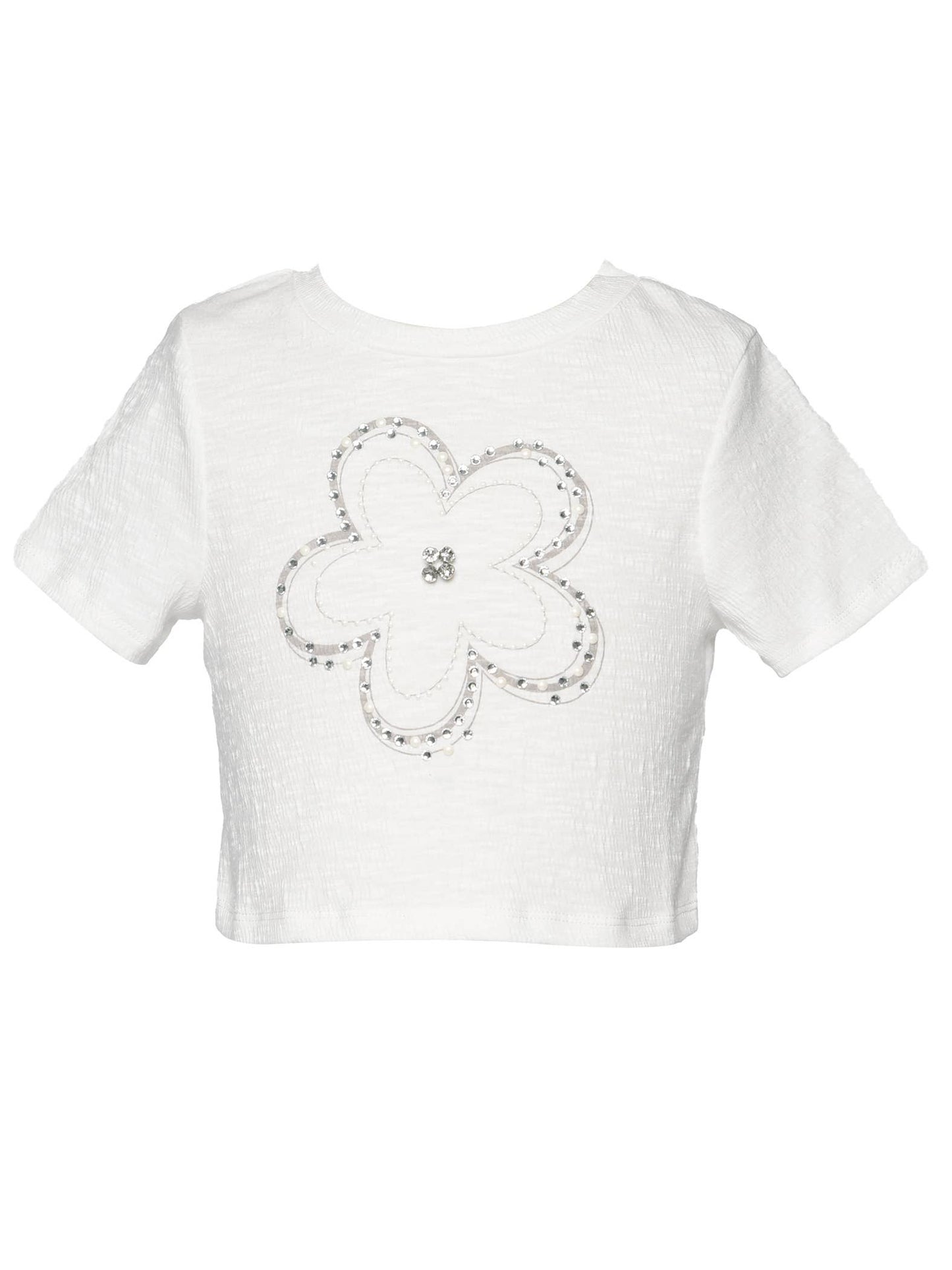 S/S FLOWER GRAPHIC CROP TEE