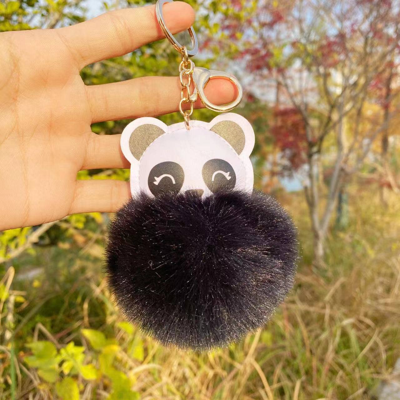 Panda Pom Pom Keychain