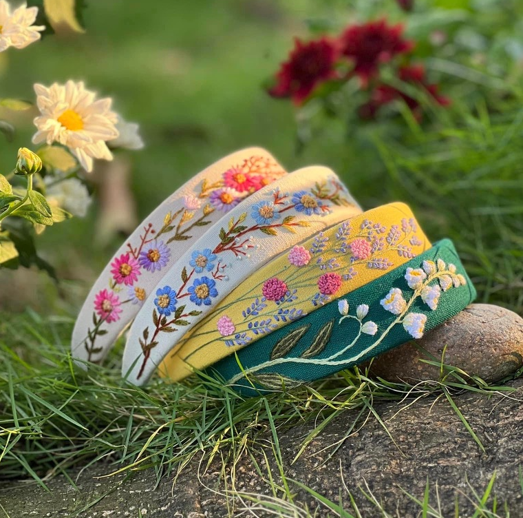 Summer Floral Embroidered Headband, Ariella Collection