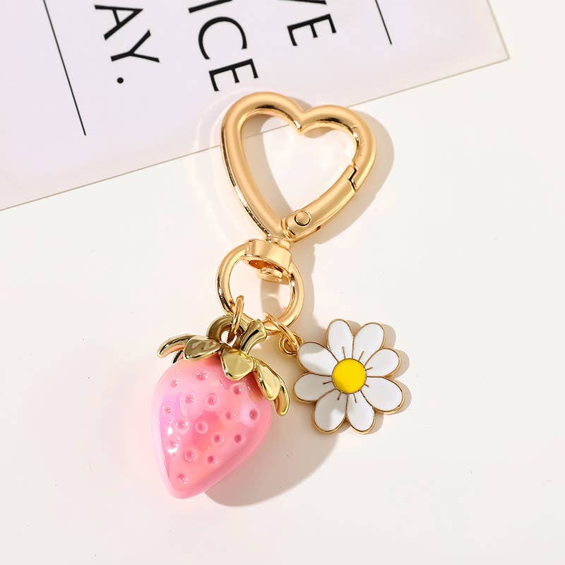 Cute strawberry heart bag charm