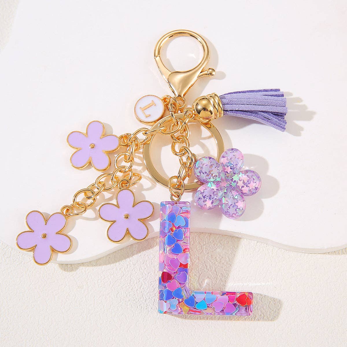 Purple Initial Keychain