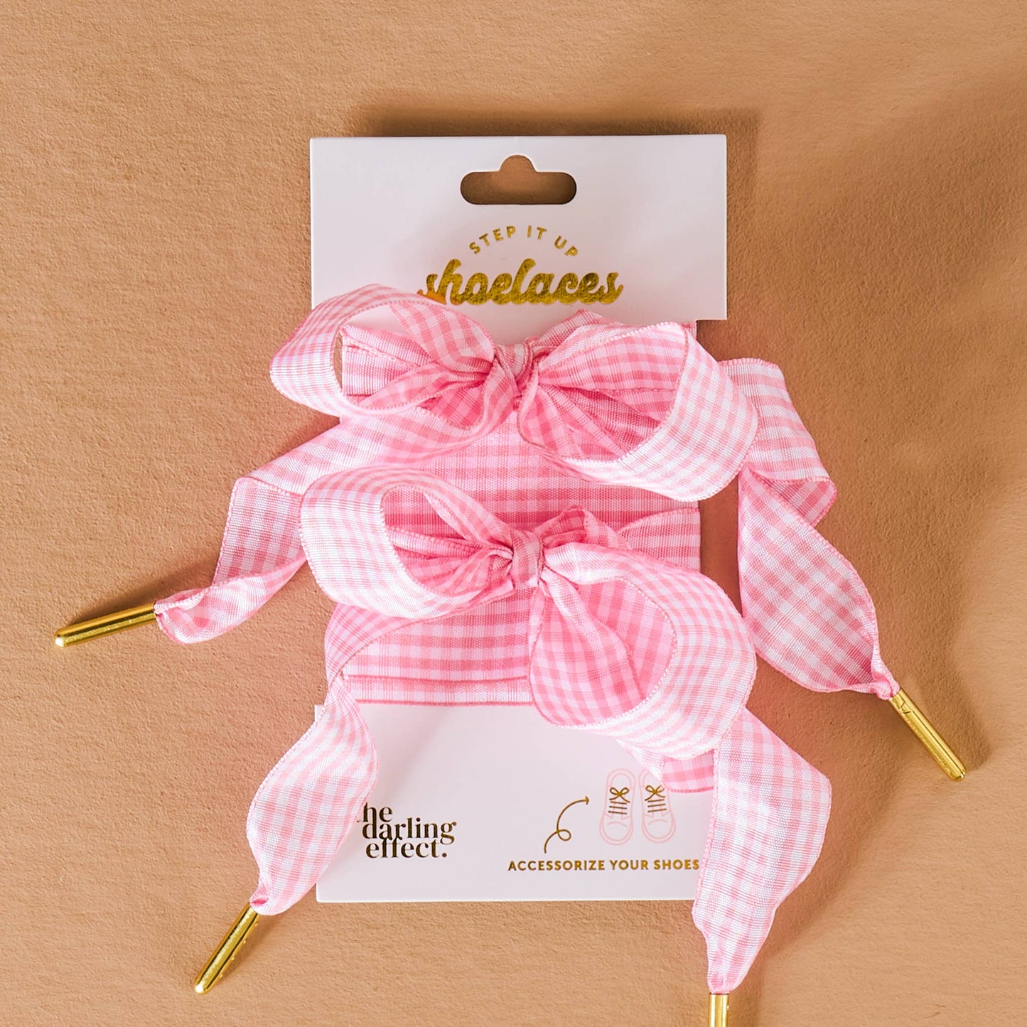 Step It Up Shoelaces-Gingham Pink