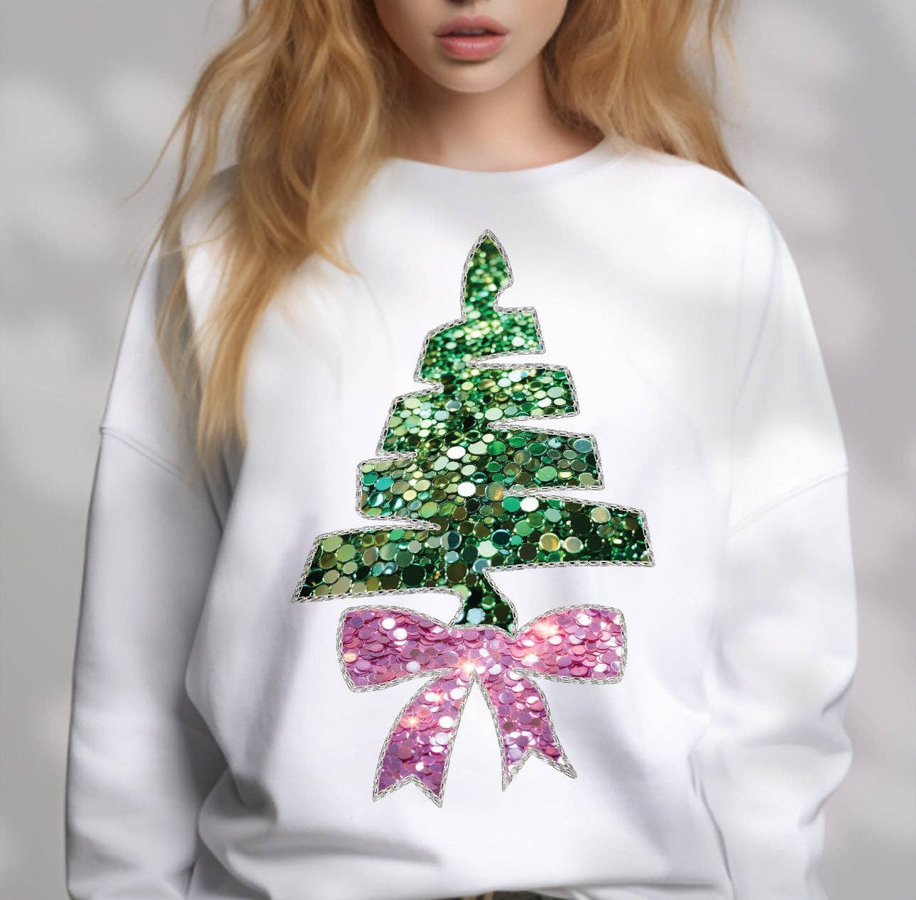 Faux Rhinestone Christmas Tree Sweatshirt