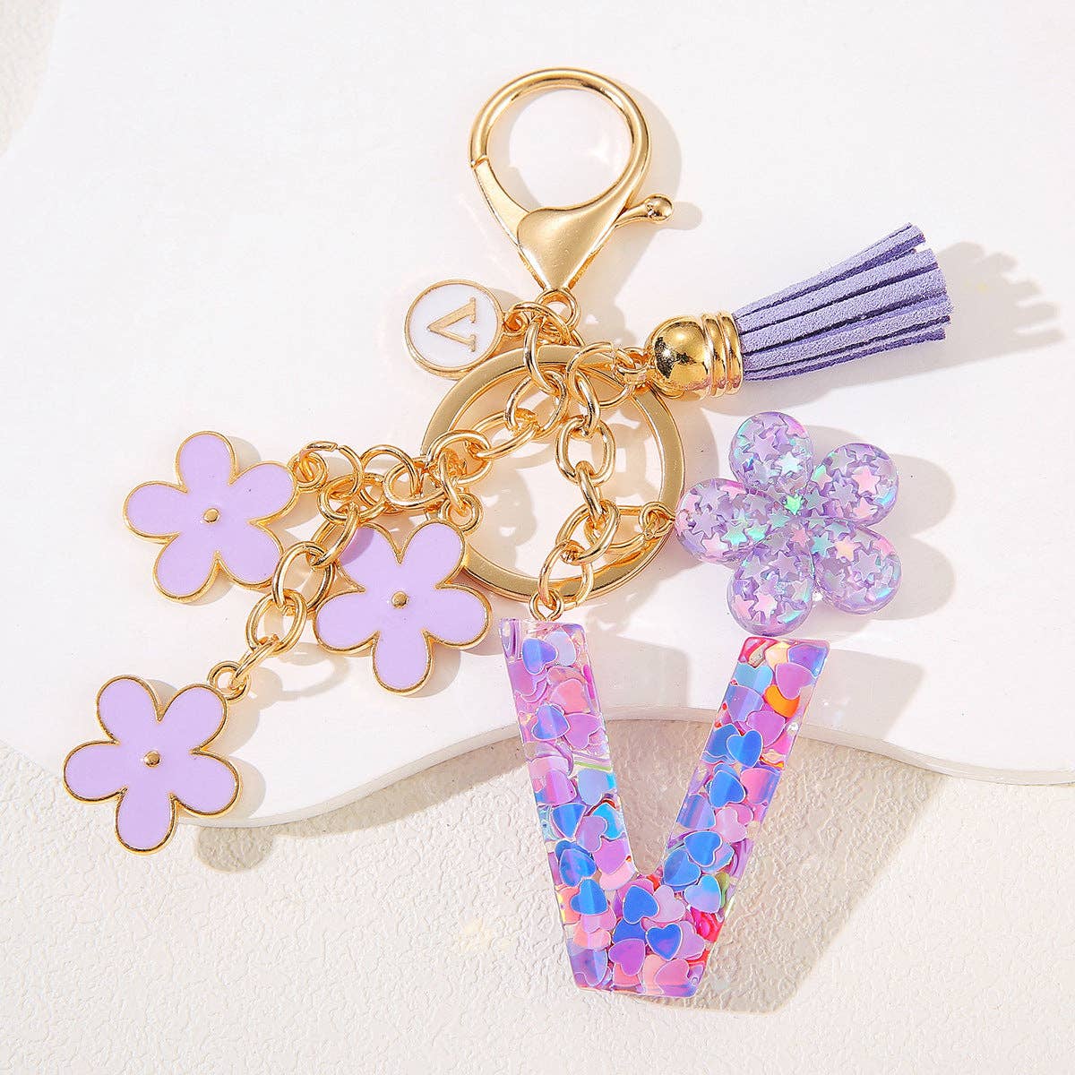 Purple Initial Keychain