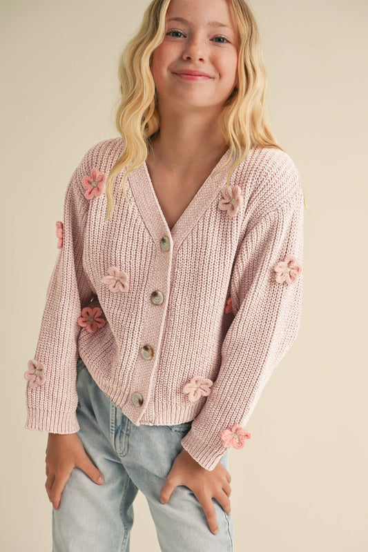 CARDIGAN WITH 3D CROCHET FLOWER