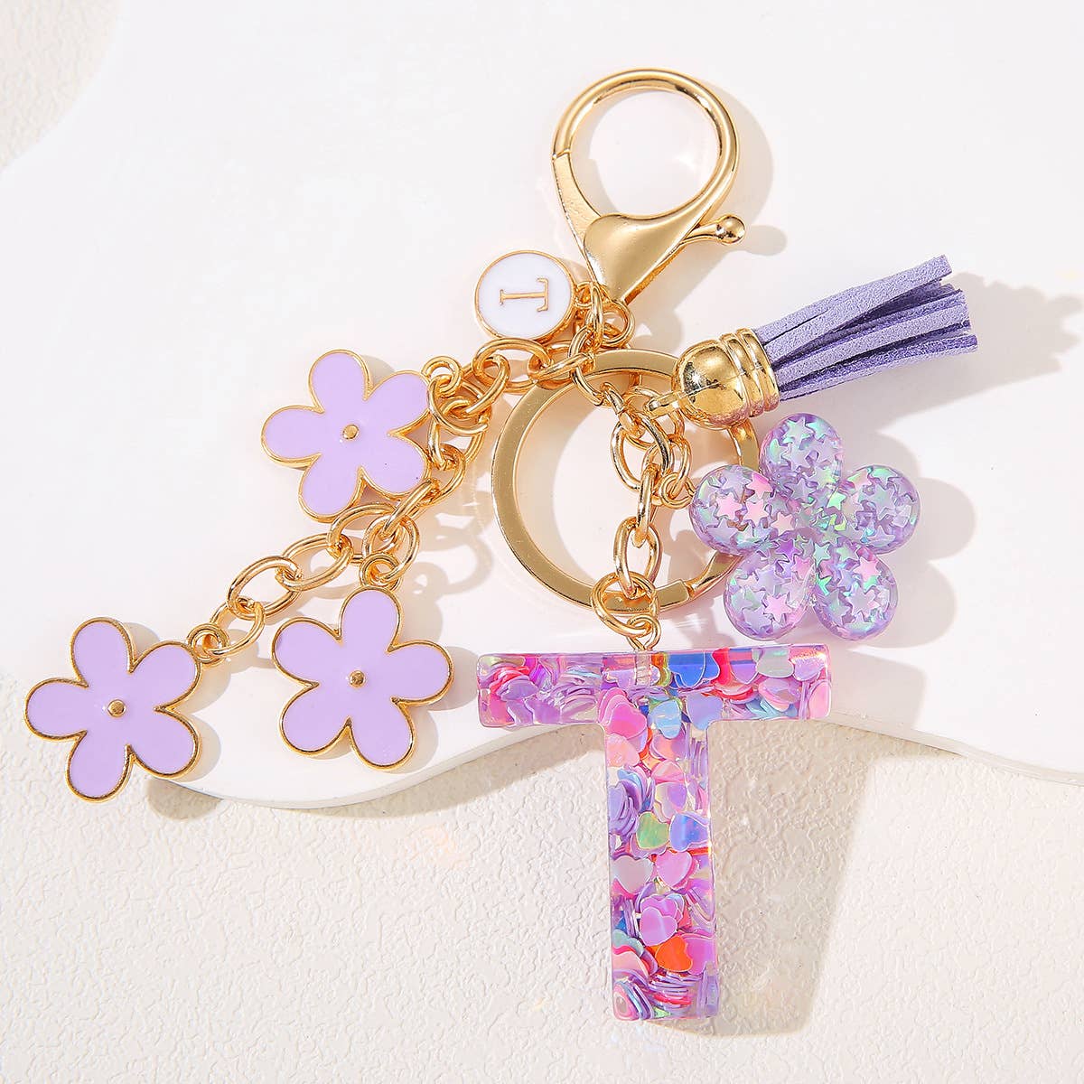 Purple Initial Keychain
