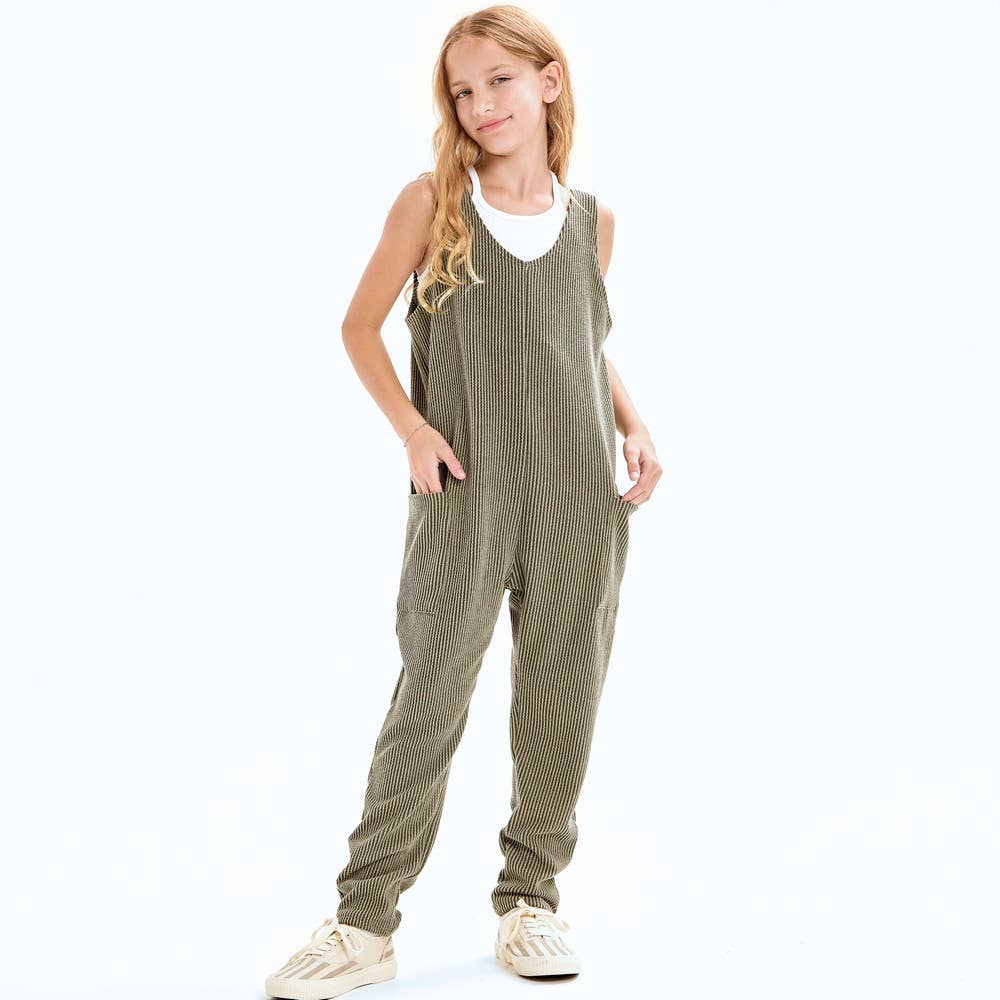 Embossed Rib Sleeveless Jumpsuit /Overall /Onesie