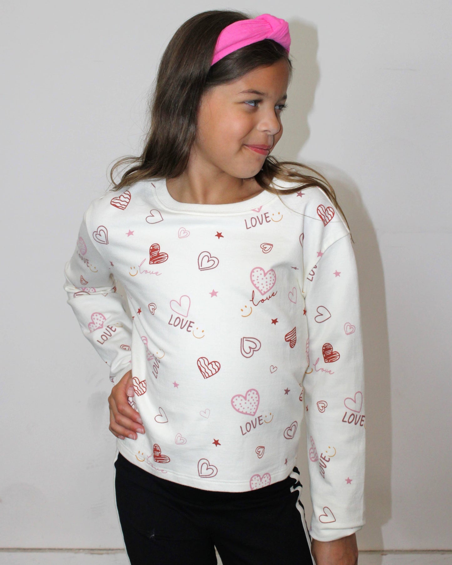 All Over Love Hearts  Star Print Long Sleeve
